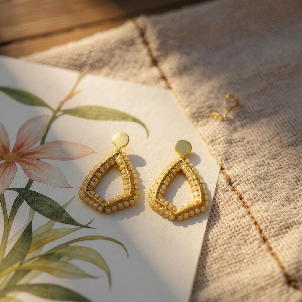 Handcrafted Gold & Crystal Teardrop Earrings