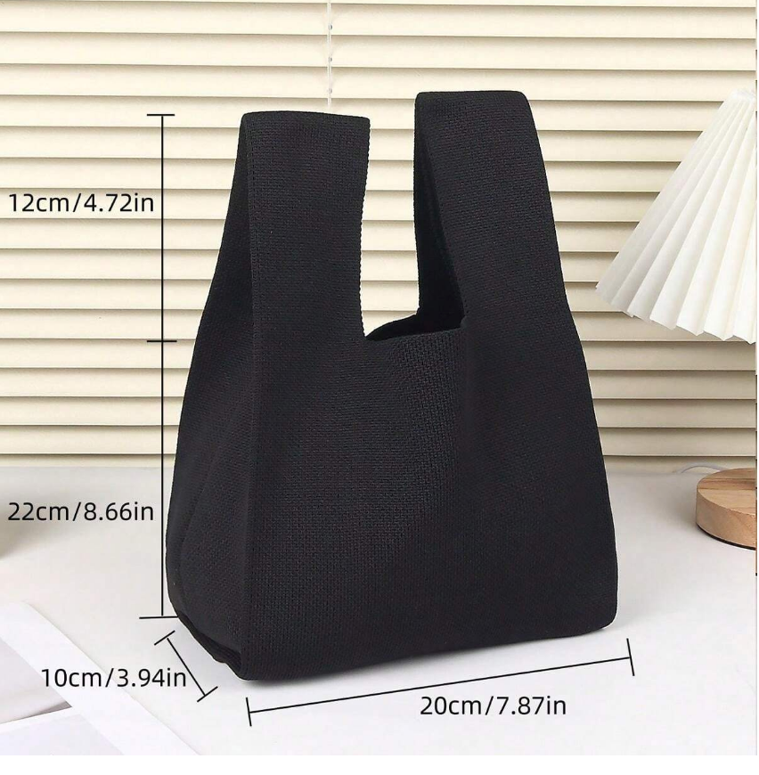 Small Knit Tote Wrist Bag, Portable Knot Sleeve Handle Bag Cute Wristlet Pouch Purse