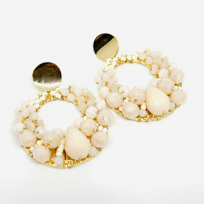 Crystal Bead Hoop Earrings