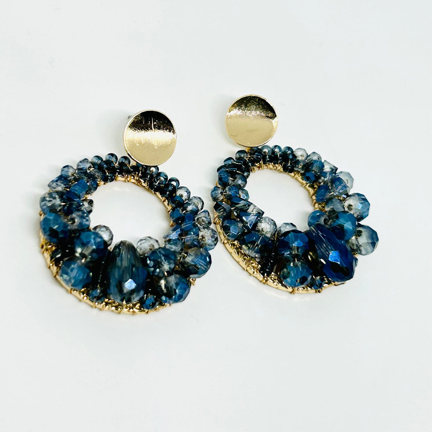 Crystal Bead Hoop Earrings