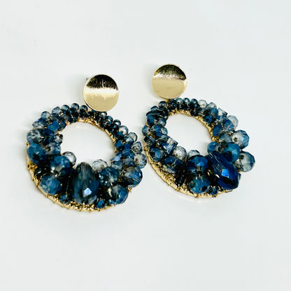 Crystal Bead Hoop Earrings