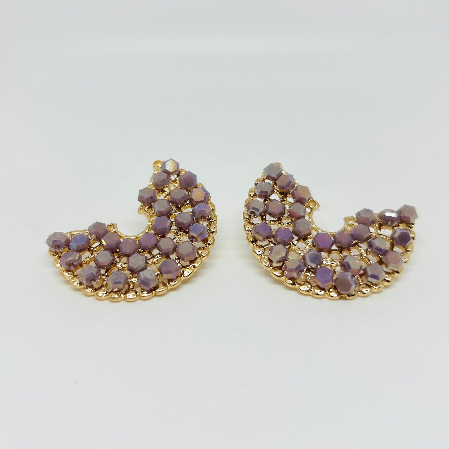 Violet(Black) Crystal Fan Earrings