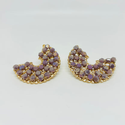 Violet(Black) Crystal Fan Earrings