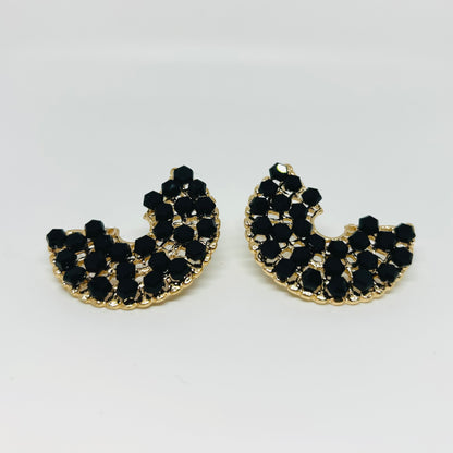 Violet(Black) Crystal Fan Earrings