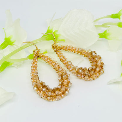 Beaded Drop Earrings – Champagne, Ruby, Black