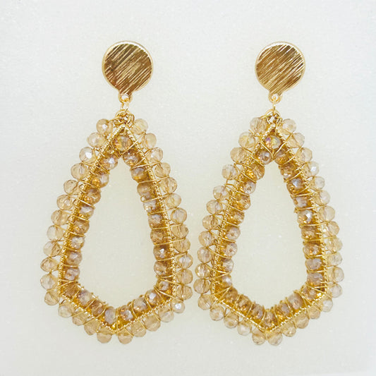 Handcrafted Gold & Crystal Teardrop Earrings