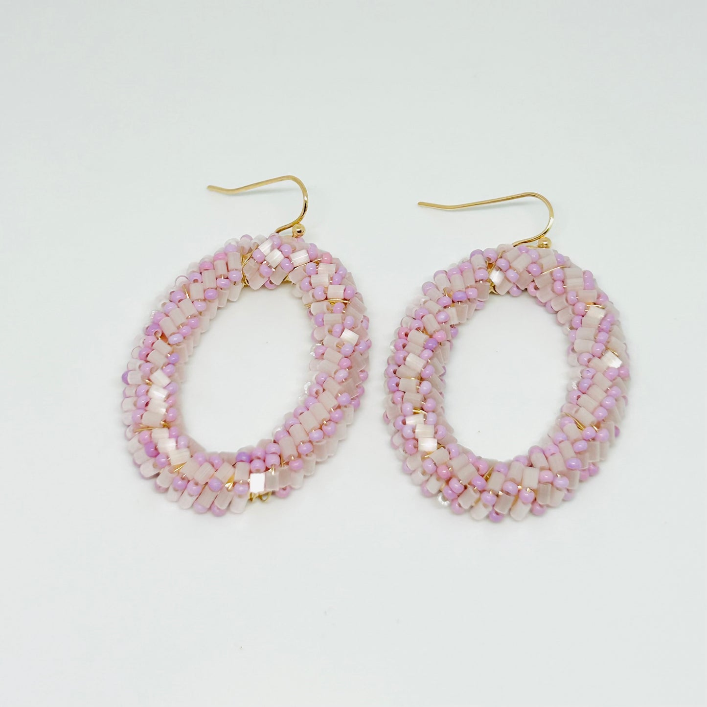 Blush Beaded Hoop Earrings – Handmade with Love