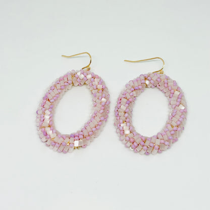 Blush Beaded Hoop Earrings – Handmade with Love