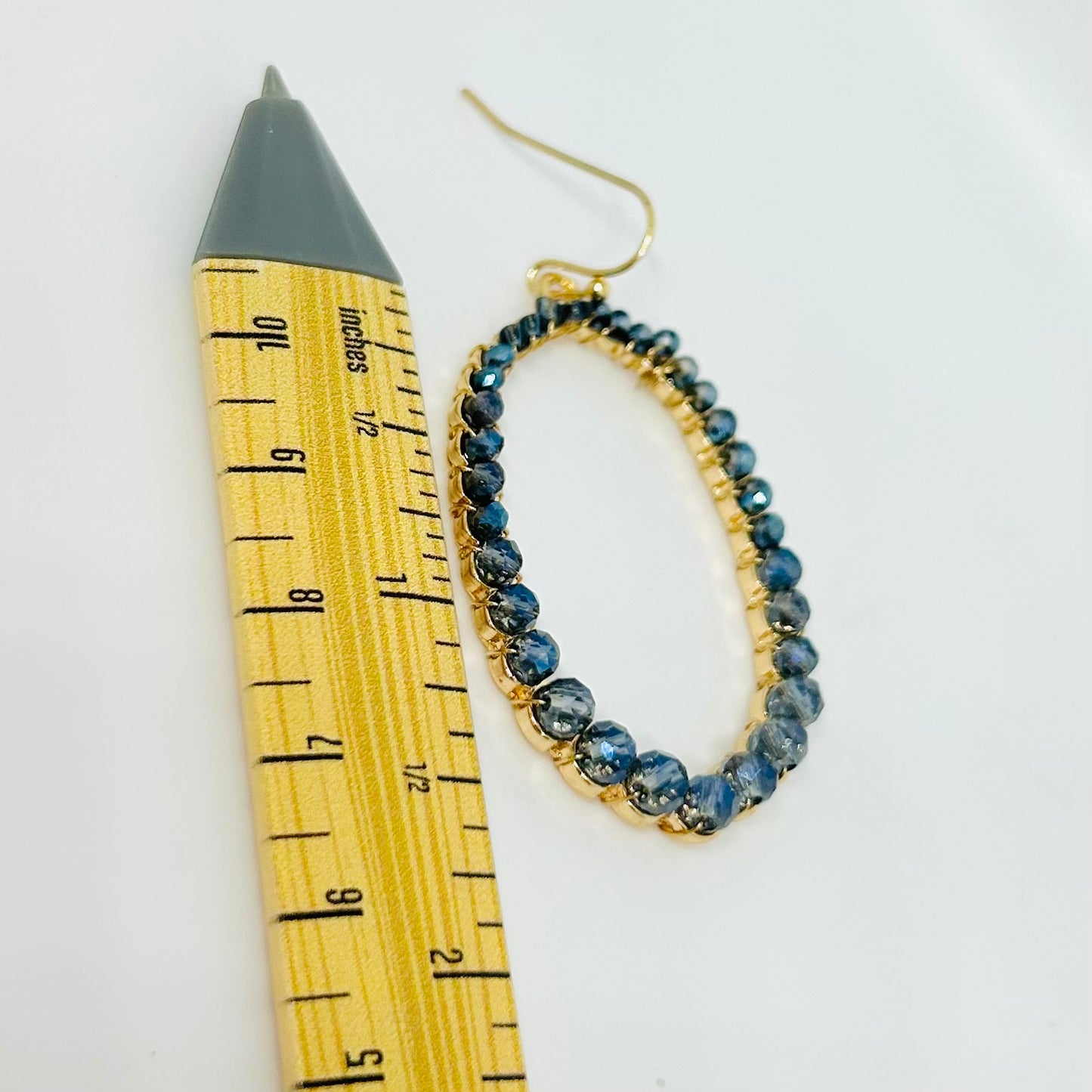 Blue Crystal Oval Hoop Earrings – Golden Glow