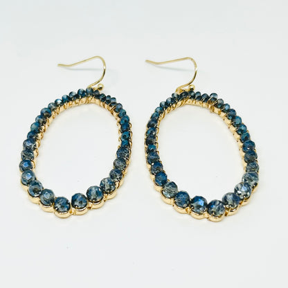 Blue Crystal Oval Hoop Earrings – Golden Glow