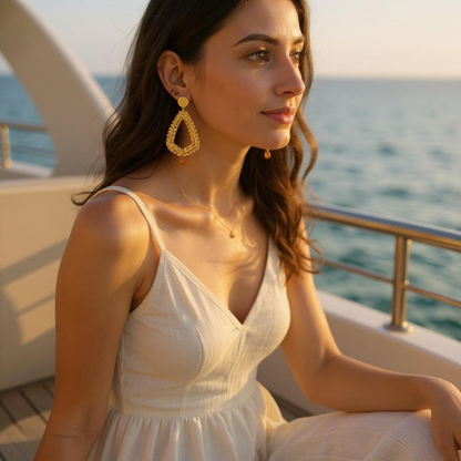 Handcrafted Gold & Crystal Teardrop Earrings