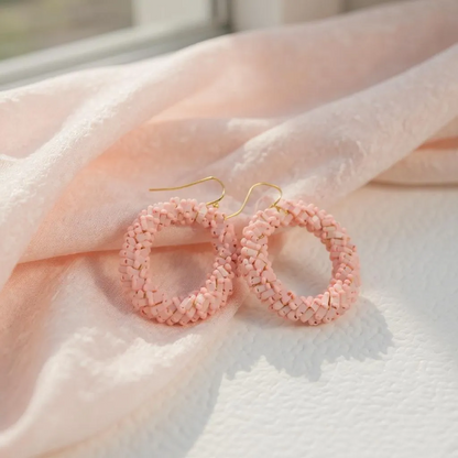 Blush Beaded Hoop Earrings – Handmade with Love