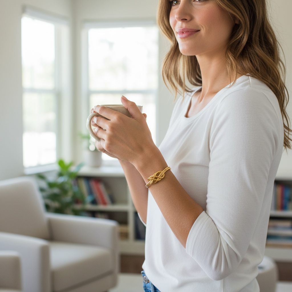 Gold Knotted Cuff Bracelet
