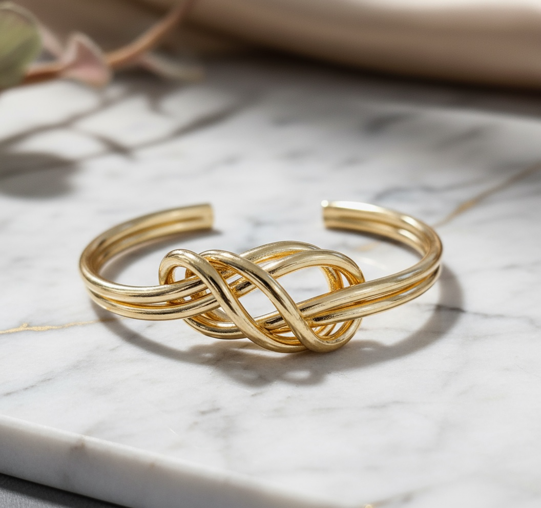 Gold Knotted Cuff Bracelet