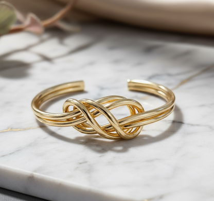 Gold Knotted Cuff Bracelet