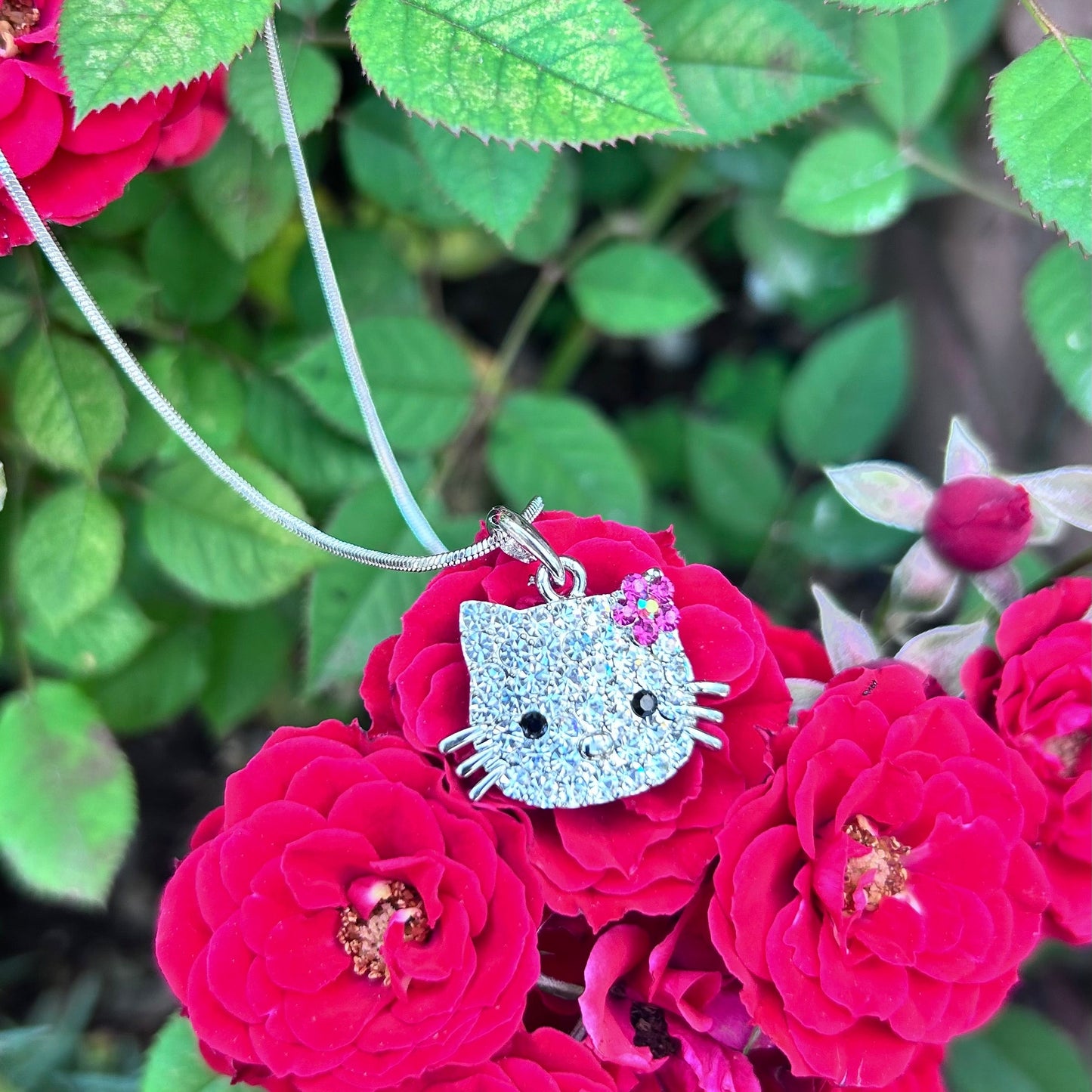 Hello Kitty Inspired Crystal Pendant Necklace
