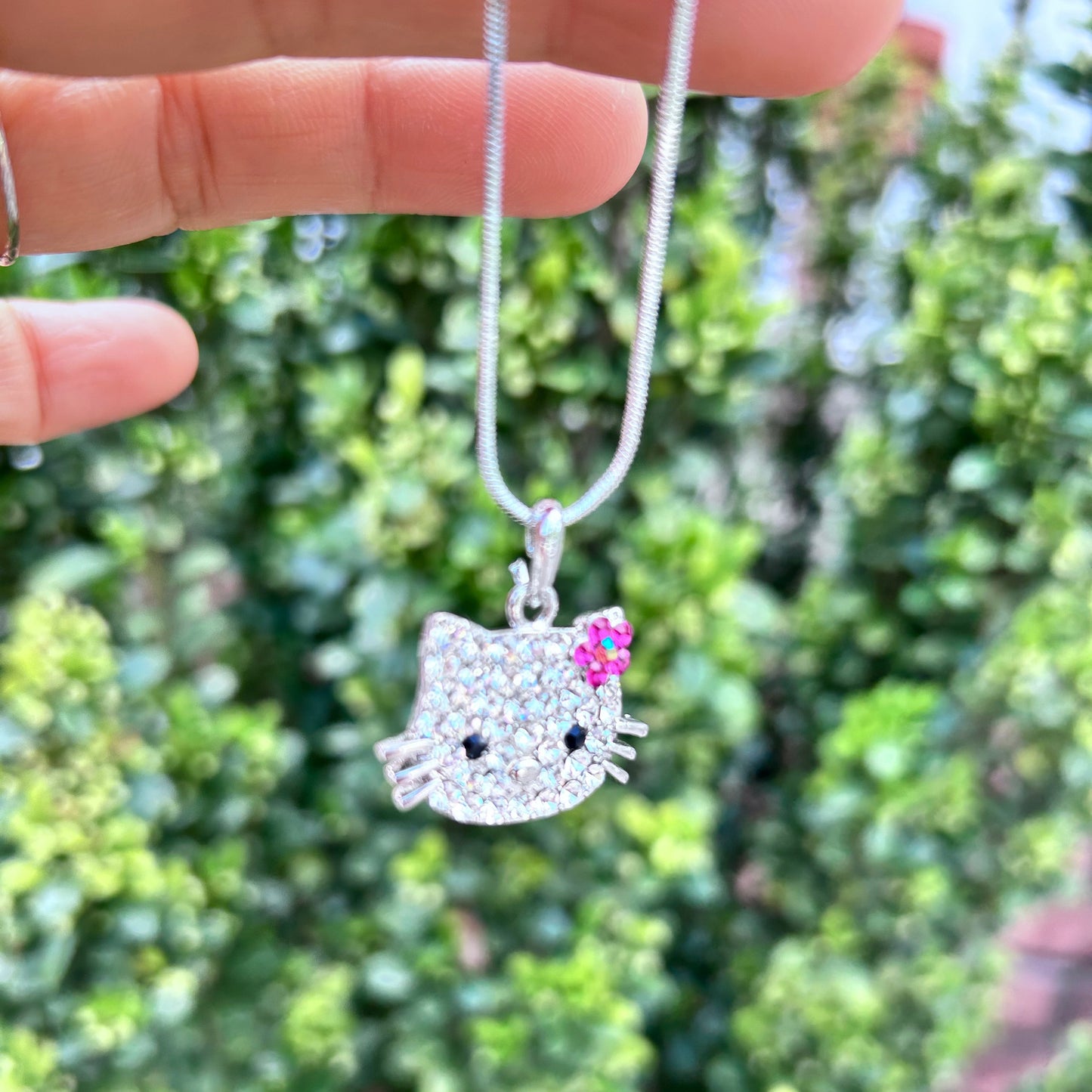 Hello Kitty Inspired Crystal Pendant Necklace