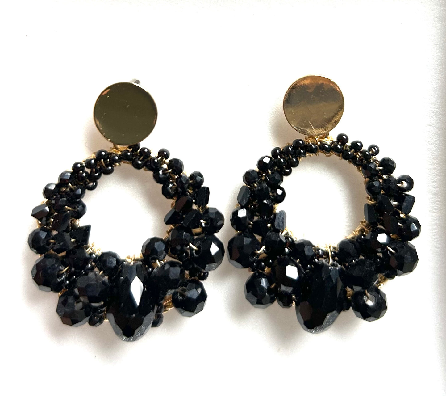 Crystal Bead Hoop Earrings