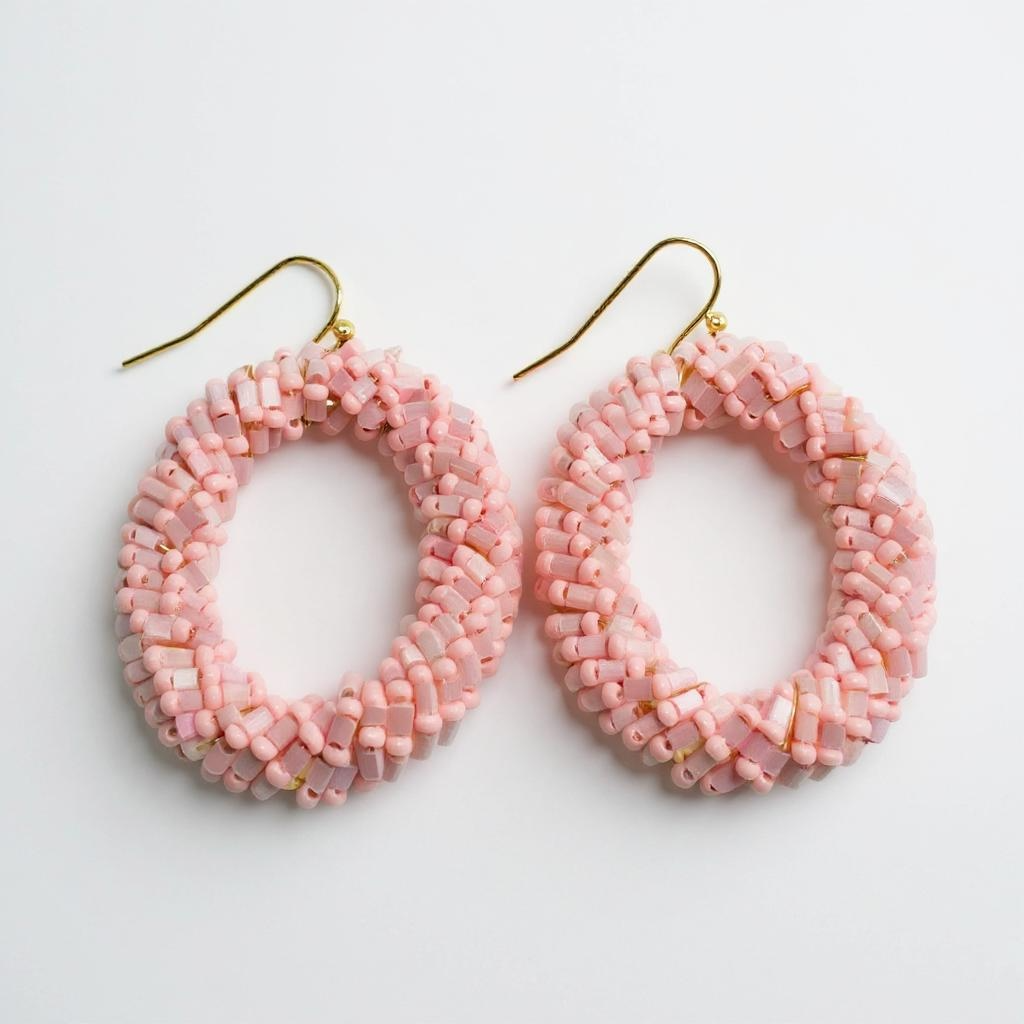 Blush Beaded Hoop Earrings – Handmade with Love