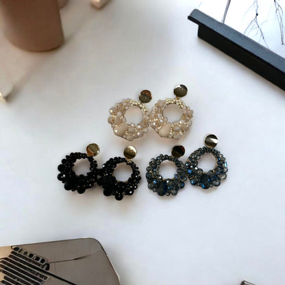 Crystal Bead Hoop Earrings