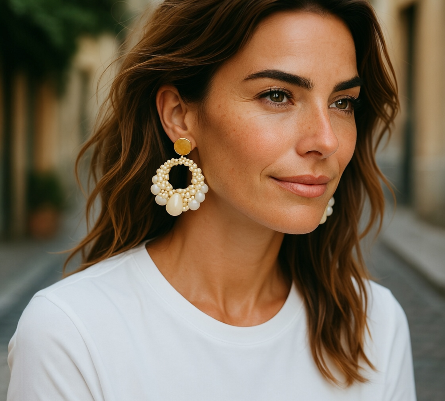 Crystal Bead Hoop Earrings