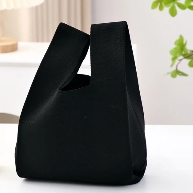 Small Knit Tote Wrist Bag, Portable Knot Sleeve Handle Bag Cute Wristlet Pouch Purse