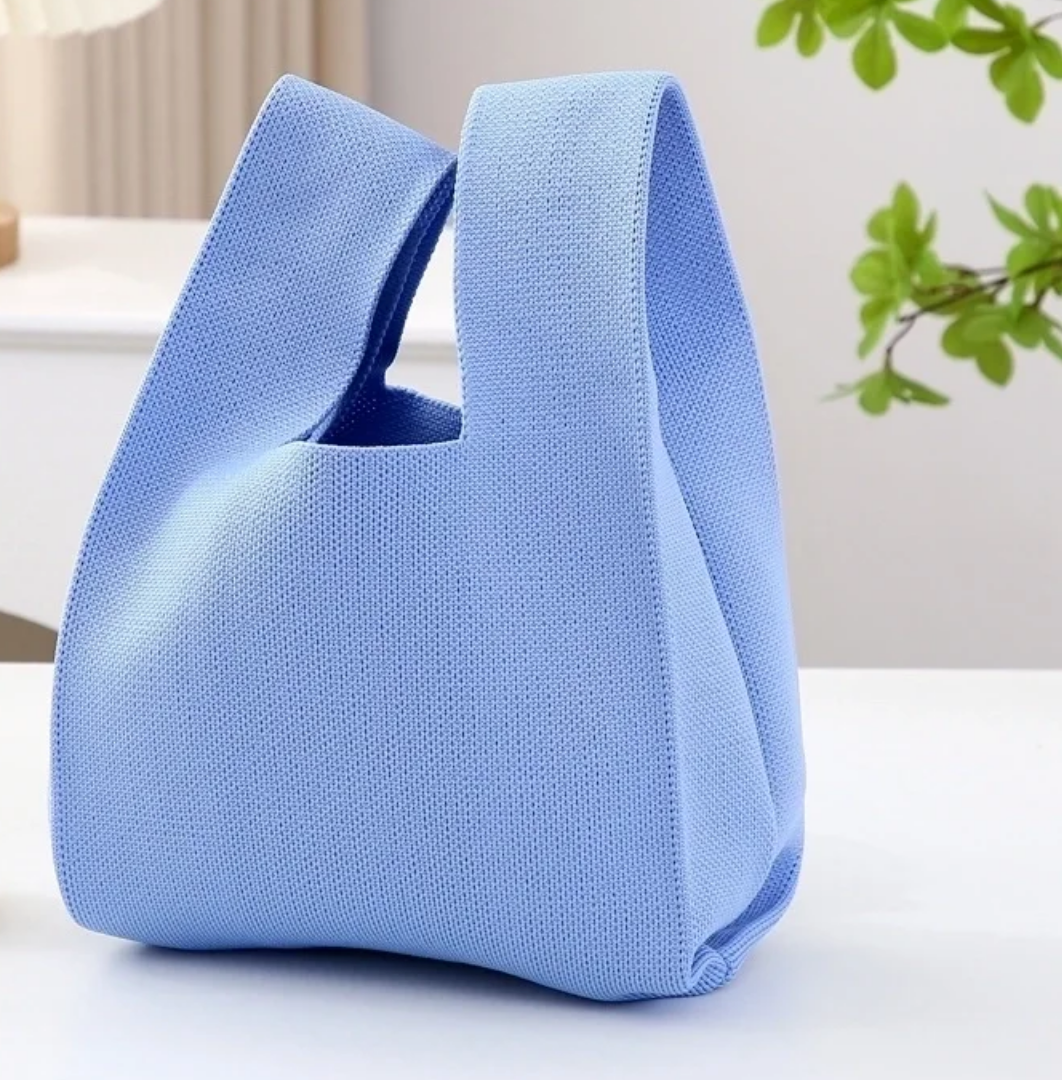 Small Knit Tote Wrist Bag, Portable Knot Sleeve Handle Bag Cute Wristlet Pouch Purse