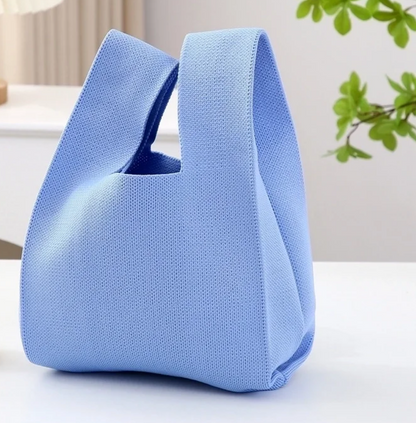 Small Knit Tote Wrist Bag, Portable Knot Sleeve Handle Bag Cute Wristlet Pouch Purse