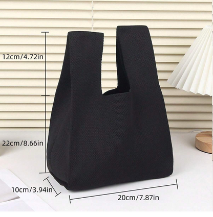 Small Knit Tote Wrist Bag, Portable Knot Sleeve Handle Bag Cute Wristlet Pouch Purse