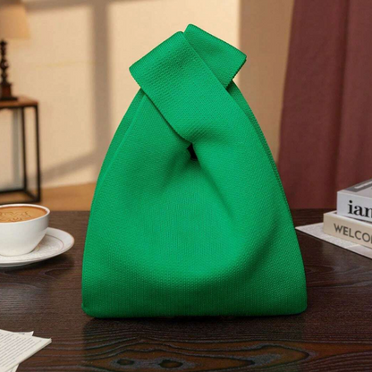 Small Knit Tote Wrist Bag, Portable Knot Sleeve Handle Bag Cute Wristlet Pouch Purse