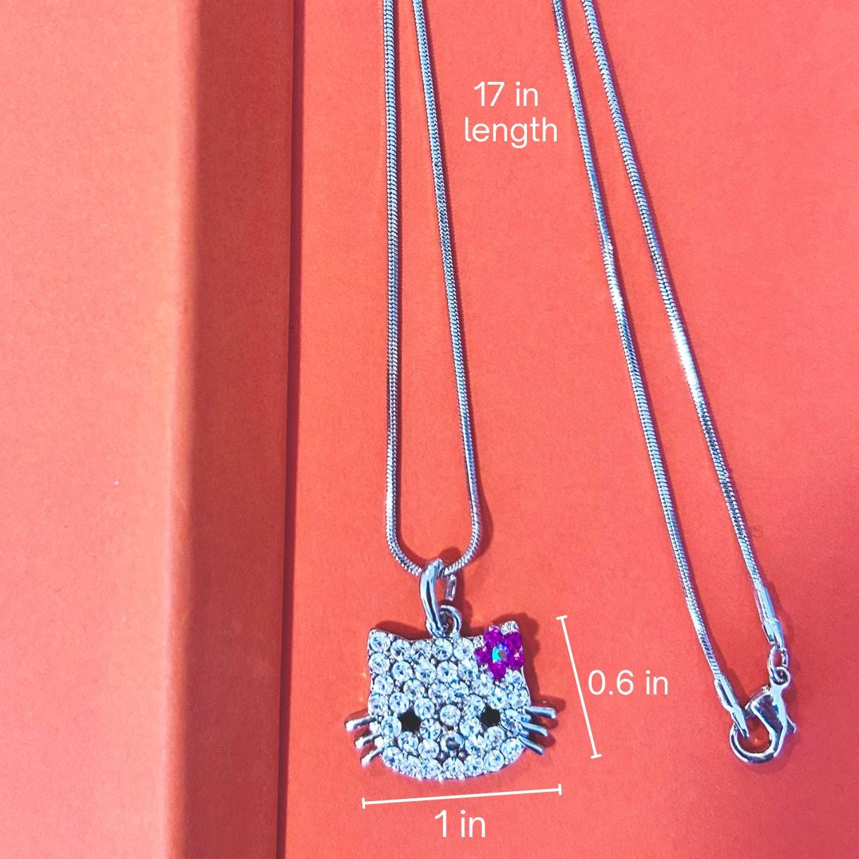Hello Kitty Inspired Crystal Pendant Necklace